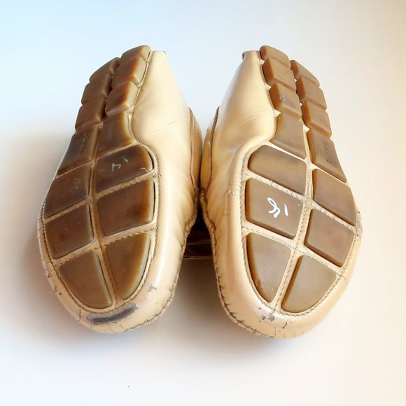 AUTHENTIC Prada Cream Leather Bow Detail Driving Loafers / Flat Slip On Shoes 7 - Picture 14 of 16